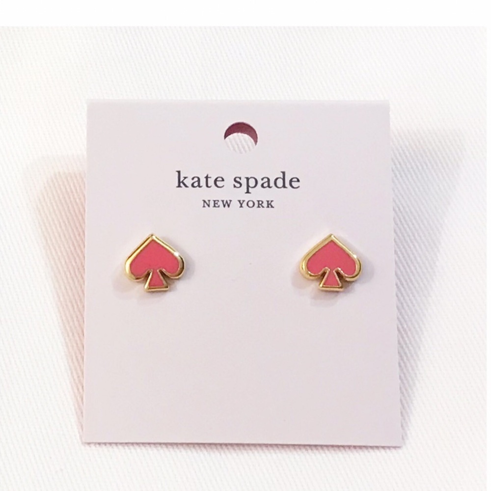 Kate Spade Pink and Gold Spade Earrings